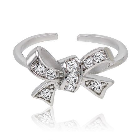 Matching bow bracelet with pave cubic zirconia, part of the Neat As A Bow collection.