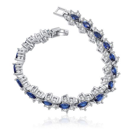 The Tennis Montana Tear Bracelet laid flat to display its full length and design