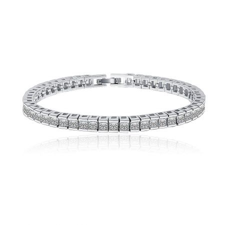 4mm Cubic Zirconia Tennis Bracelet - A stunning 4mm Cubic Zirconia Tennis Bracelet with rhodium plating, showcasing its brilliant, clear stones in a classic prong setting.