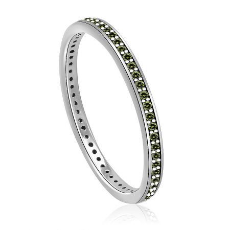 A matching sterling silver bracelet with olive green CZ stones, perfect for creating a coordinated jewelry set.
