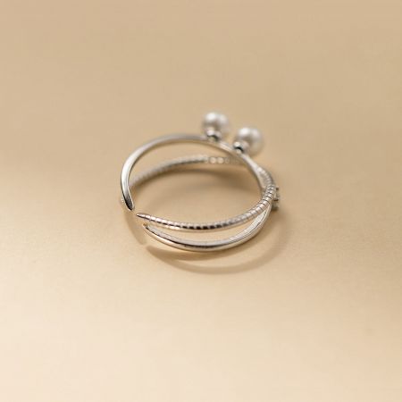 Another unique ring from the 5-piece set, displaying its modern and elegant sterling silver craftsmanship.