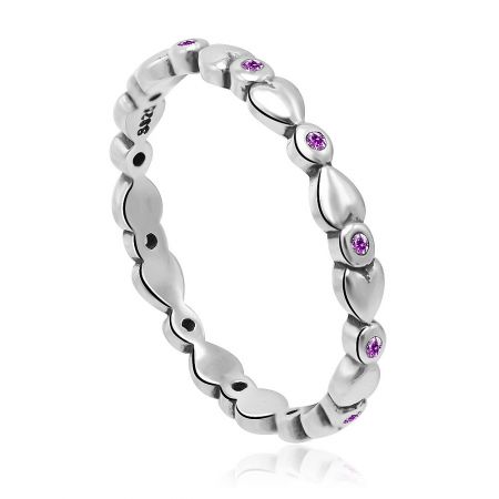 Detailed close-up of the Silver Plated Heart Link Ring, highlighting the interlocking design and polished finish.