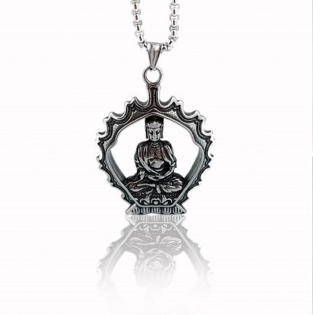 Side view of the Guanyin pendant showing intricate details