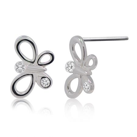 Detailed view of the Small Queen Butterfly Earrings highlighting the brilliant cubic zirconia stones.
