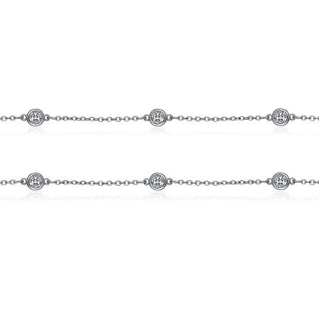 A detailed view of the Round Bezel Set Link Chain Bracelet, highlighting the brilliant cubic zirconia stones.