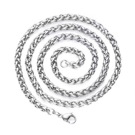 High-quality silver chain necklace made from durable stainless steel with a secure clasp.
