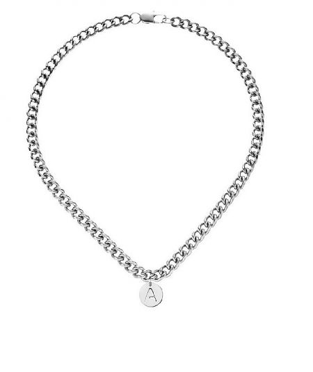 Custom letter necklace in a silver finish