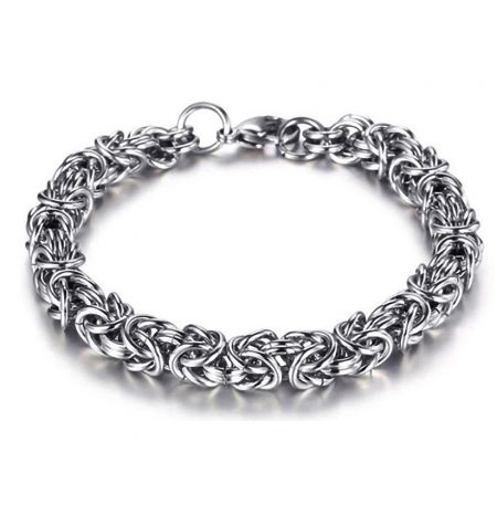 Braided Stainless Steel Bracelet For Men - A detailed close-up of the Braided Stainless Steel Bracelet for Men, showcasing its intricate chainmail design and polished finish.