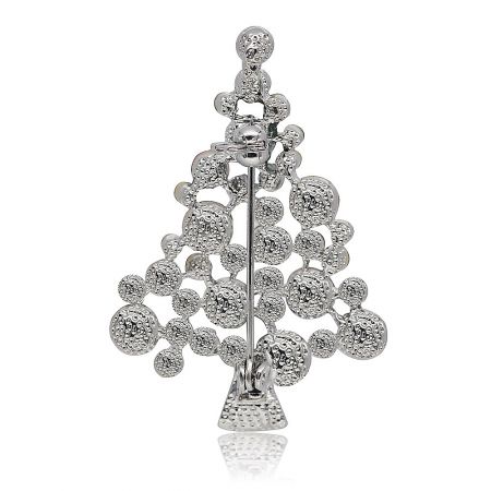 A detailed view of the Crystal Christmas Tree Brooch, highlighting the texture and sparkle of the crystals.