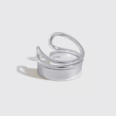A close-up of the 925 sterling silver double-band ring, showing its smooth, polished finish.