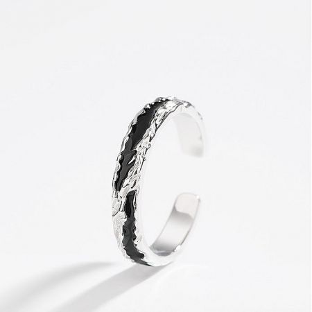 A stylish 925 sterling silver open ring for men, featuring a unique wavy texture.