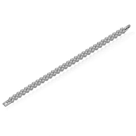 Full view of the silver Wave Maker Cubic Zirconia Bracelet showcasing its classic tennis design and secure clasp.
