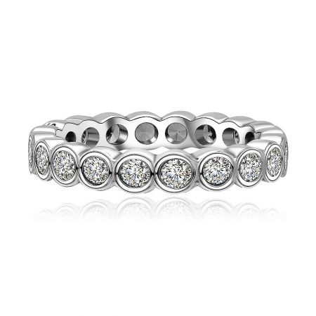 925 Sterling Silver Alluring Brilliant Ring - Close-up of the 925 Sterling Silver Alluring Brilliant Ring, showcasing its double-row design with sparkling cubic zirconia stones.