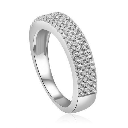 Side profile of the Stackable Cubic Zirconia Wedding Band Ring, highlighting the pave setting detail.