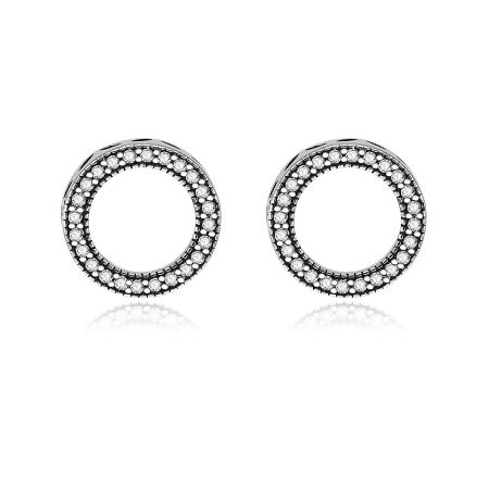 Mini Silver Circles Ear Studs - A pair of Mini Silver Circles Ear Studs made from 925 sterling silver, featuring a circular design paved with sparkling white cubic zirconia.