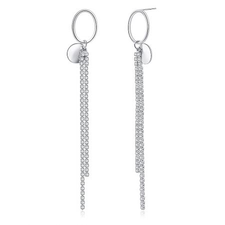 Close-up of the brilliant Czech crystal chains on the Waterfall Crystal Drop Earrings.