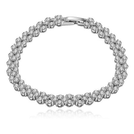 Wave Maker Cubic Zirconia Bracelet - The Wave Maker Cubic Zirconia Tennis Bracelet featuring a line of sparkling 2mm stones on a rhodium-plated brass band.