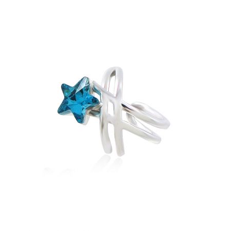 Side view of the blue star ear cuff earring on a white background.