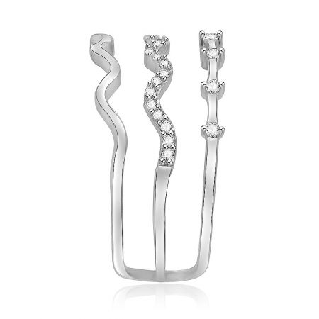 A set of three distinct silver earring designs, illustrating the versatile style of the Double Wave collection.