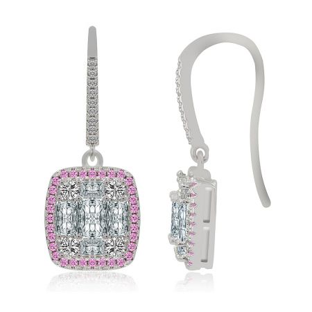 Side view of the Dreamy Sweet Hook Earring, highlighting the fish wire closure and the intricate square-shaped pendant design.