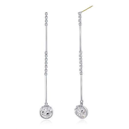 Close-up detail of the silver floral pendant design, highlighted with brilliant diamond-like crystal accents.