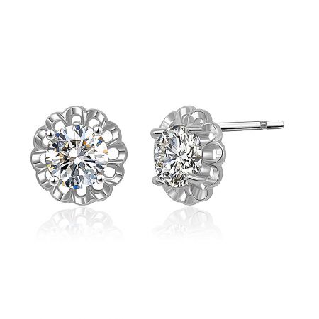 Front and back view of the CZ stone stud earring showing the post closure.