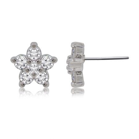 Close-up shot highlighting the brilliant cubic zirconia stones on the Shinning Star Stud Earrings.