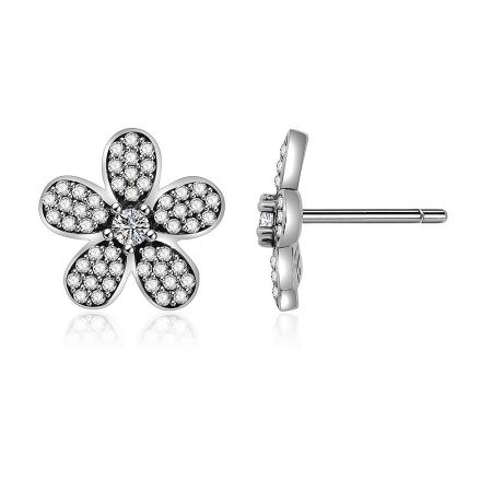 Side view of the Antique Flower Stud Earring, highlighting the sterling silver craftsmanship and post-back closure.