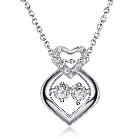 Our Cubic Zirconia Jewelry - A stunning silver heart pendant necklace and matching stud earrings set from JR Fashion Accessories' Cubic Zirconia jewelry collection, showcasing the brilliance of CZ stones.