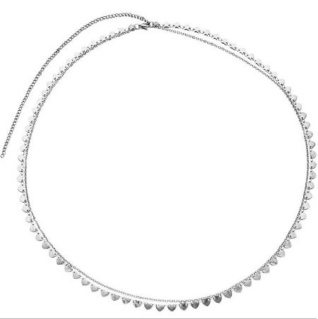 Silver double-layered heart bead necklace.