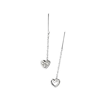 925 Silver Heart Earrings Set for Women 5 Pack Cubic Zirconia Studs Wholesale Jewelry - Wholesale 925 silver heart earrings set, featuring one plain heart stud and one cubic zirconia heart stud, perfect for women's jewelry boutiques.