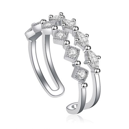 Another angle of the Cluster CZ Adjustable Ring, showing the glistening marquise-cut cubic zirconia stones.