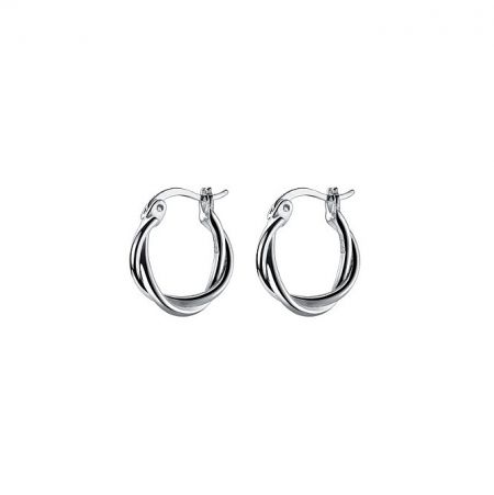 A detailed shot of the 925 sterling silver twisted plain hoop earrings, highlighting the intricate twisted design and secure post closure.