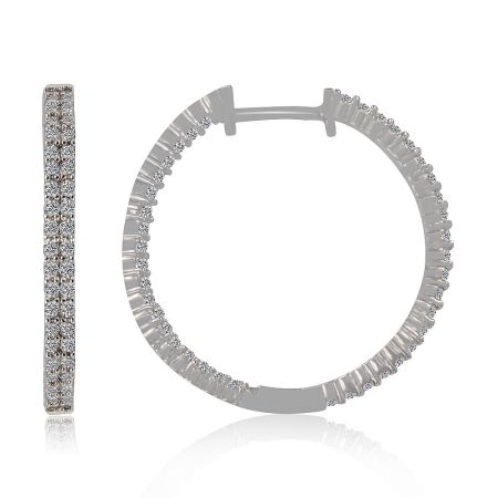 Side view of the Hot Sparkle Hoop Earring, highlighting the arrangement of cubic zirconia stones.