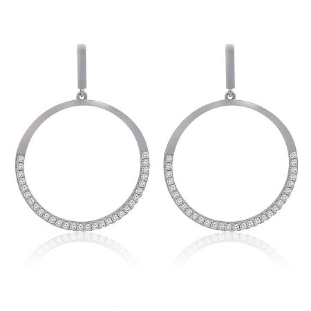 Open Round Drop Earrings - Open Round Drop Earrings in 925 sterling silver, featuring a circular design with sparkling cubic zirconia stones.