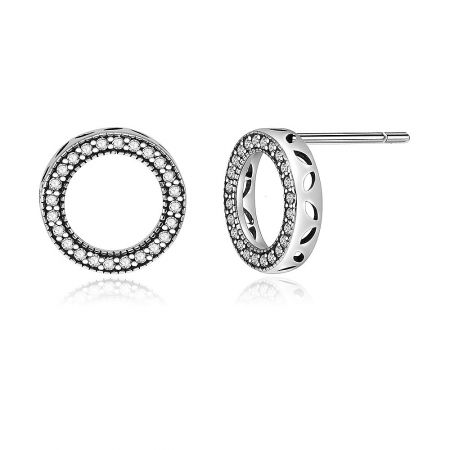 Side profile of the sterling silver Mini Silver Circles Ear Studs, showing the post-back closure and gemstone setting.