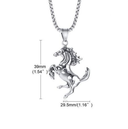 Detailed dimensions of the 316L stainless steel horse pendant.