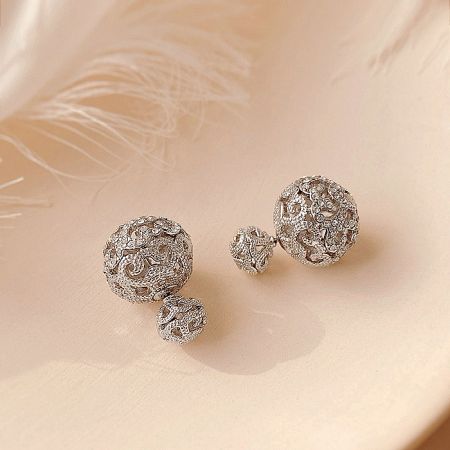 Detailed image of the earring's intricate design, focusing on the quality of the cubic zirconia stones.