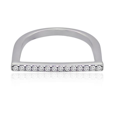 Close-up view of the prong-set white cubic zirconia on the Slender White Gold CZ Ring.