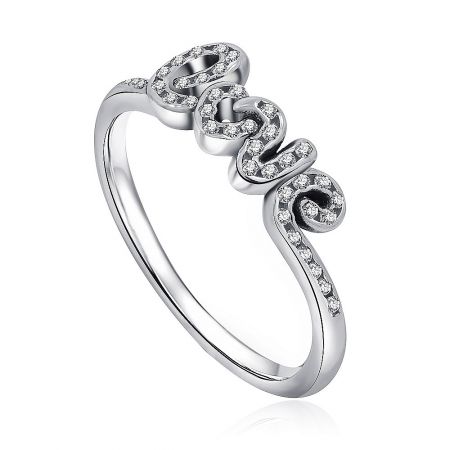 Detailed side view of the Vintage Love Letter Ring showcasing its intricate band and stone settings.