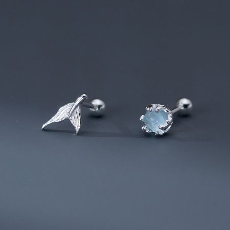 Alternative view of the sterling silver earring set, highlighting the intricate details of the crystal setting.
