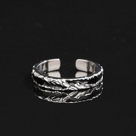 A unique sterling silver open ring for men, showcasing a creative nature-inspired design.