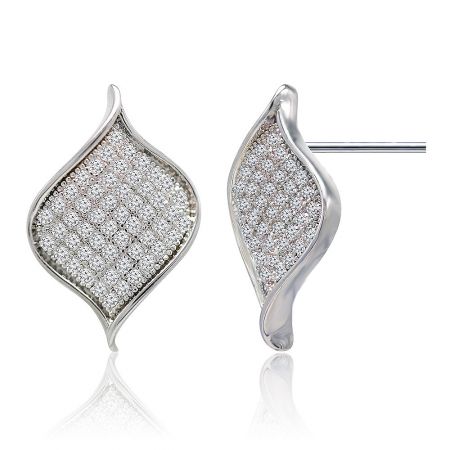 Detailed view of the Accent Leaf Earring, showcasing the high-quality cubic zirconia stones.