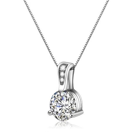 A detailed close-up of the Ever Shine Necklace's sparkling cubic zirconia pendant.