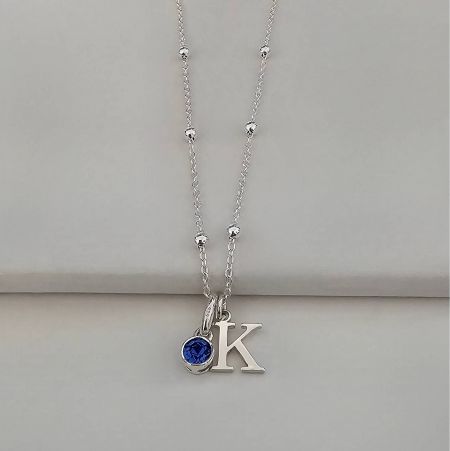 Full view of the personalized initial necklace against a clean white background.