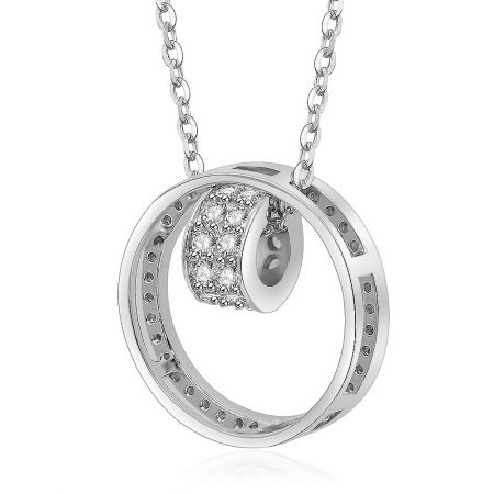 Side view of the Halo Circle Elegance CZ Pendant, highlighting its elegant design and craftsmanship.
