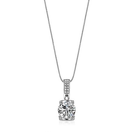 Altar Promised Necklace - Altar Promised Necklace featuring a large 8mm cubic zirconia solitaire pendant on a silver chain.