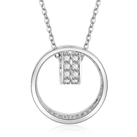 Close-up detail of the Halo Circle Elegance CZ Pendant, showing the brilliant cubic zirconia stones.