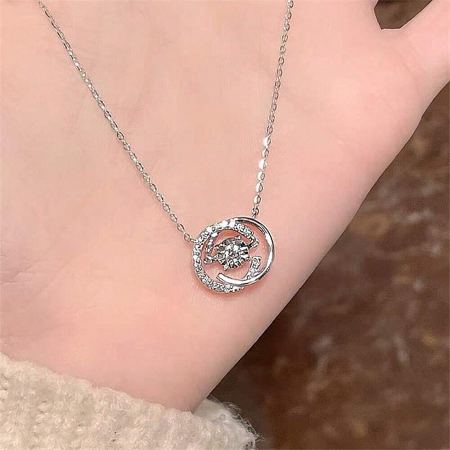 Side view of the sterling silver necklace, highlighting the chain and clasp.