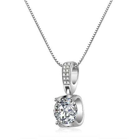 Close-up view of the Altar Promised Necklace pendant, showcasing the brilliant-cut CZ stone and detailed bail.